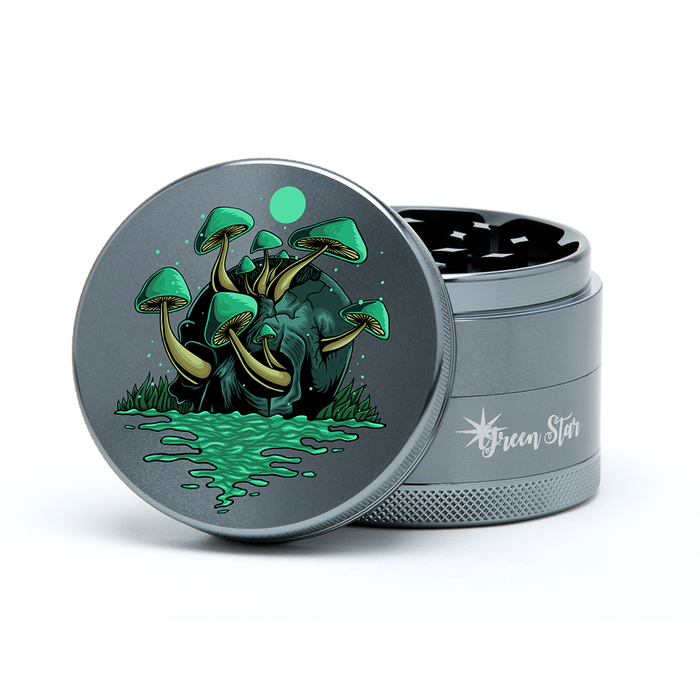 Green Star | 2.5" (63mm) Grinder - Mushroom Skull Design