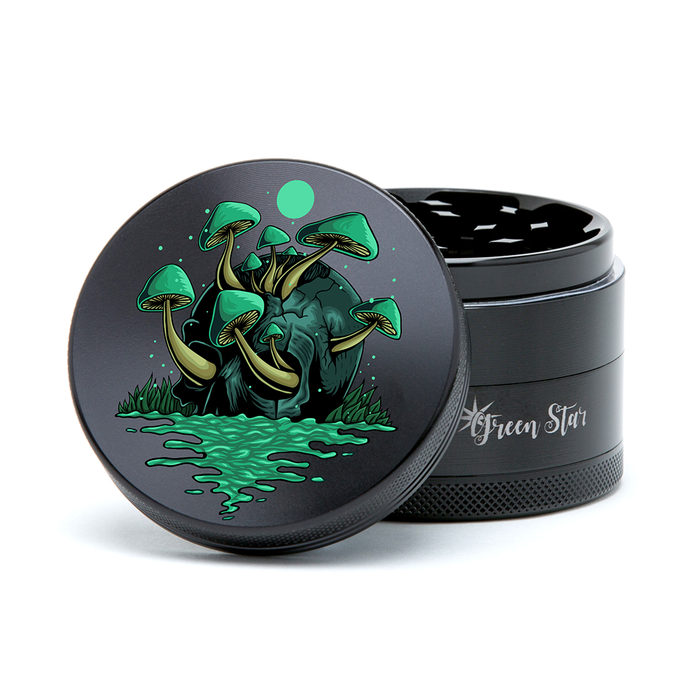 Green Star | 2.5" (63mm) Grinder - Mushroom Skull Design