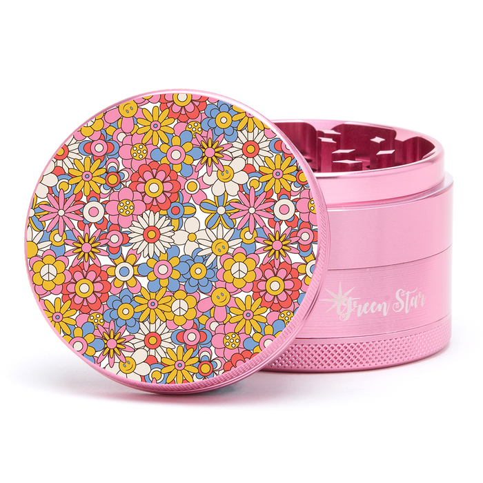 Green Star | 2.5" (63mm) Herb Grinder - Retro Flowers