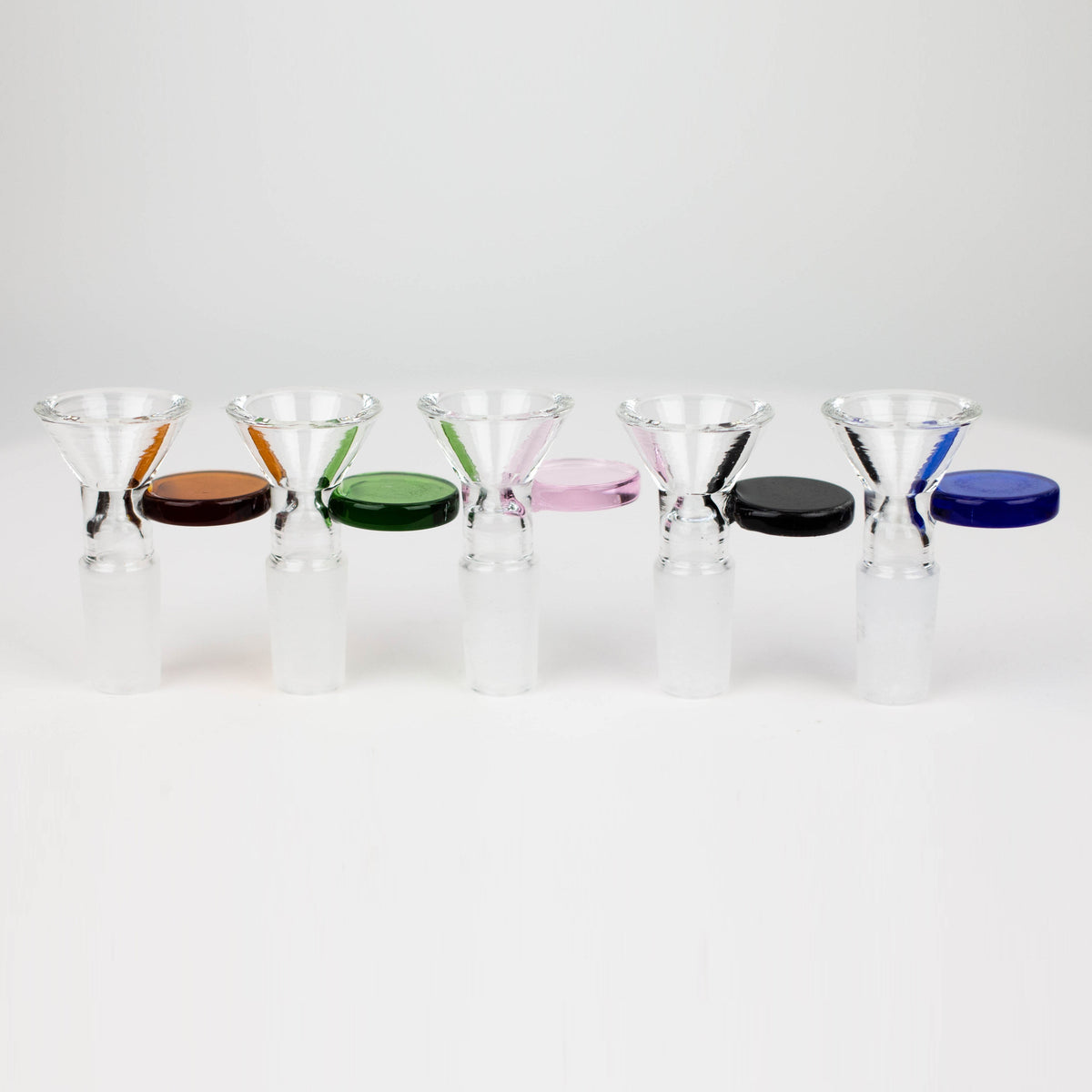 Glass bowl with color round handle for 14 mm Pack of 3 — Bong Outlet.Com