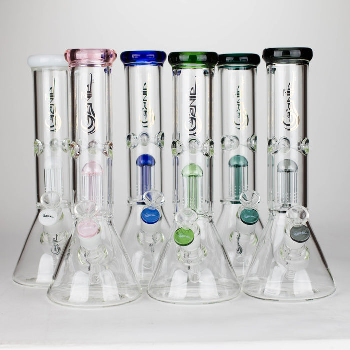 Genie | 12" Genie-Tree arms color accented glass water bong [NS104]