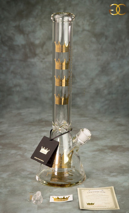 Golden Crown™ | 18 Inch 9mm glass bong with Signature and 24K Gold Emblem