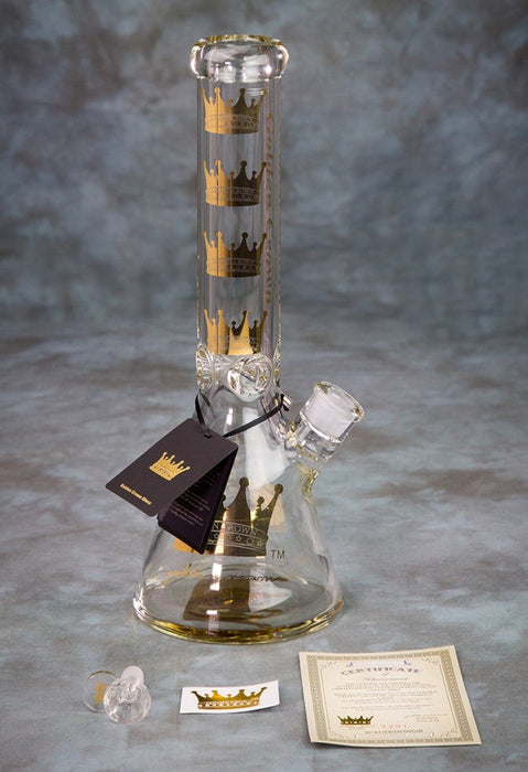 Golden Crown™ | 14 Inch 9mm glass bong with Signature and 24K Gold Emblem