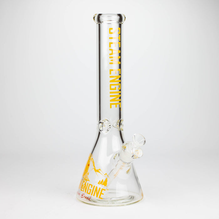 Steam Engine™ | 14 Inch 7mm glass bong with stickers by golden crown