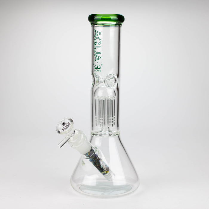 AQUA | 10.5" Single tree arm glass water bong with silicone cap [AQUA202]