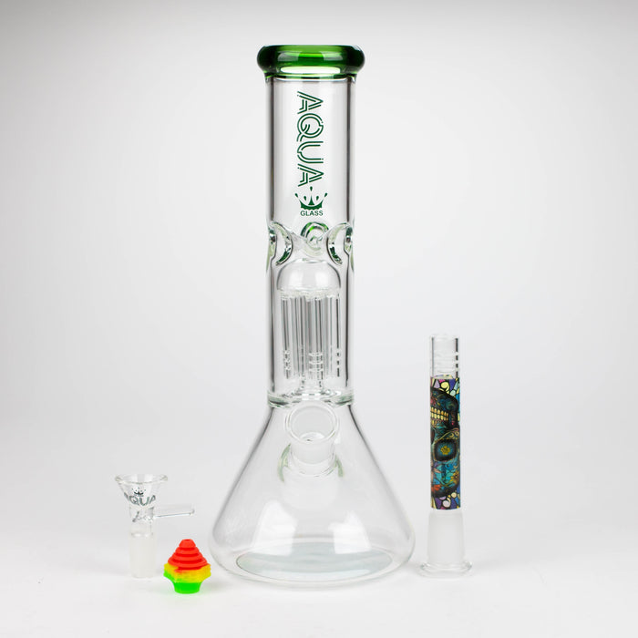 AQUA | 10.5" Single tree arm glass water bong with silicone cap [AQUA202]