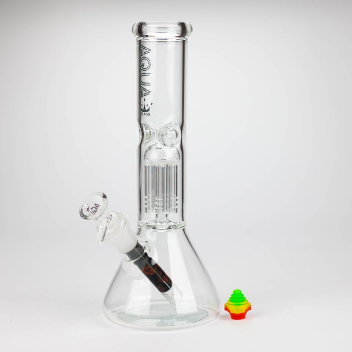 AQUA | 10.5" Single tree arm glass water bong with silicone cap [AQUA202]