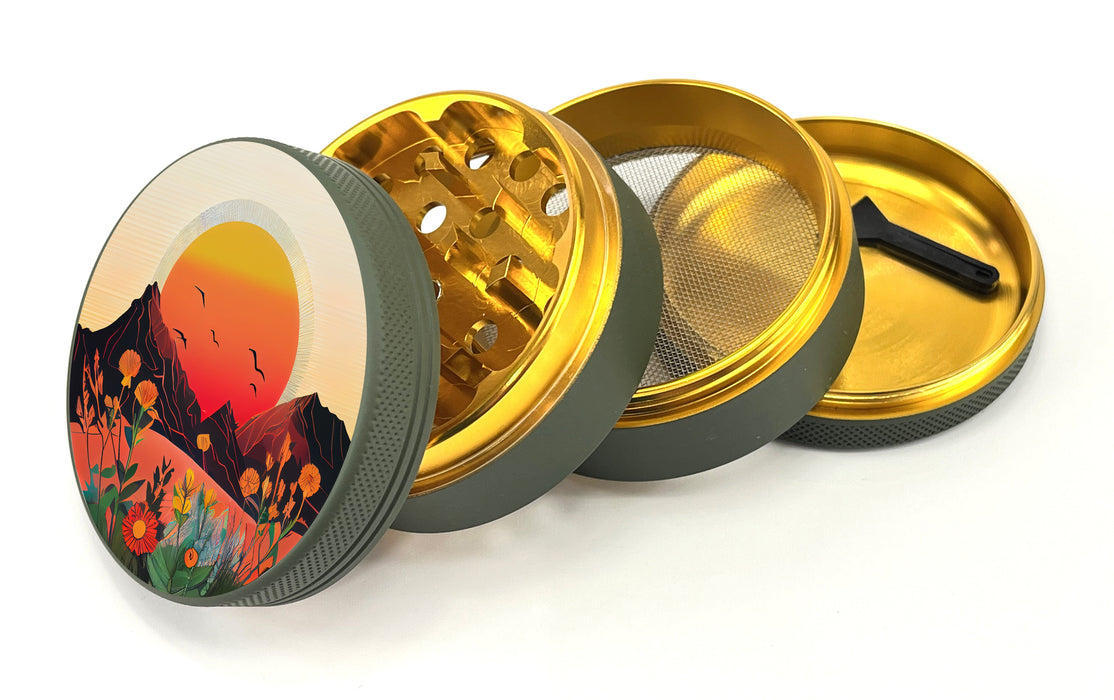 Green Star | 2.5" (63mm) Herb Grinder - Spring Sunrise Design