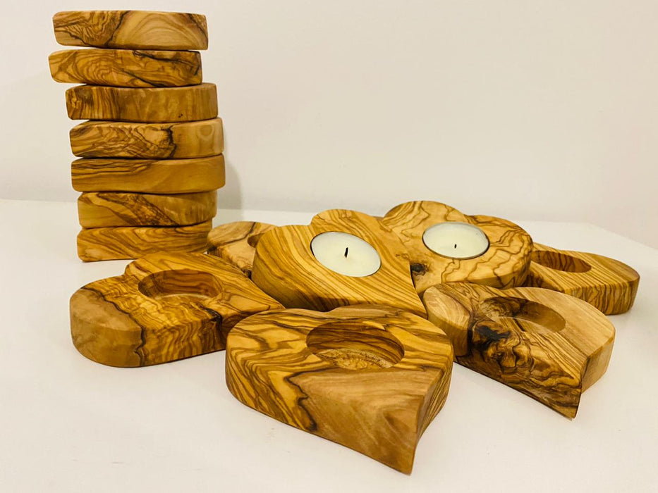 VOW | Olive wood Heart Candle Holder