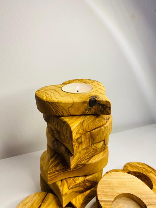 VOW | Olive wood Heart Candle Holder