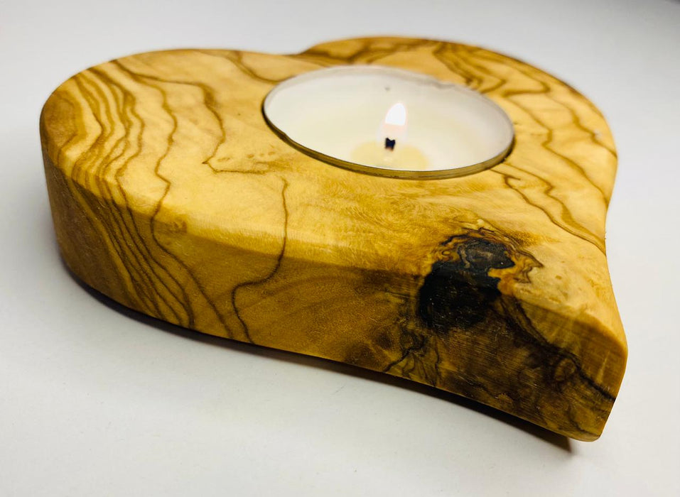 VOW | Olive wood Heart Candle Holder