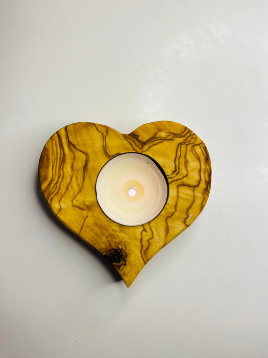 VOW | Olive wood Heart Candle Holder