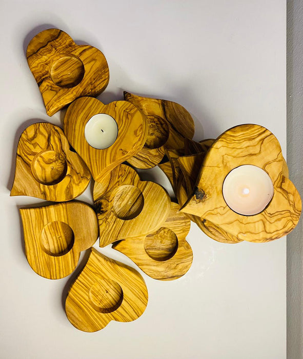 VOW | Olive wood Heart Candle Holder