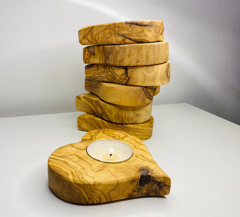 VOW | Olive wood Heart Candle Holder