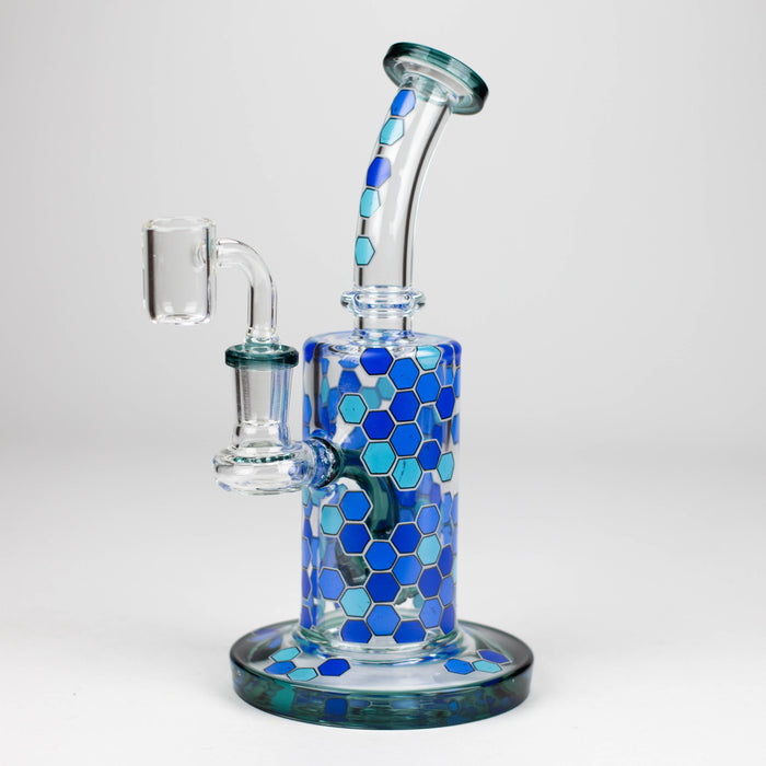 8" Color accented Rig With Banger and Bowl