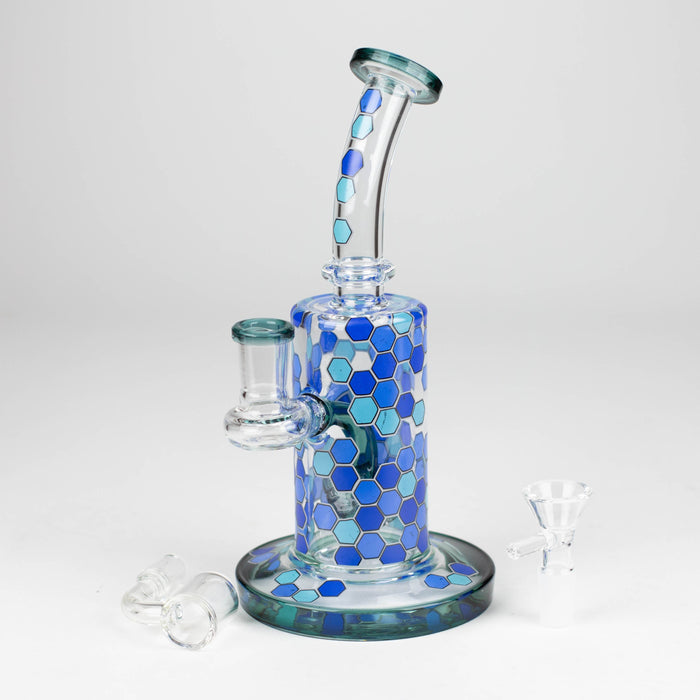 8" Color accented Rig With Banger and Bowl