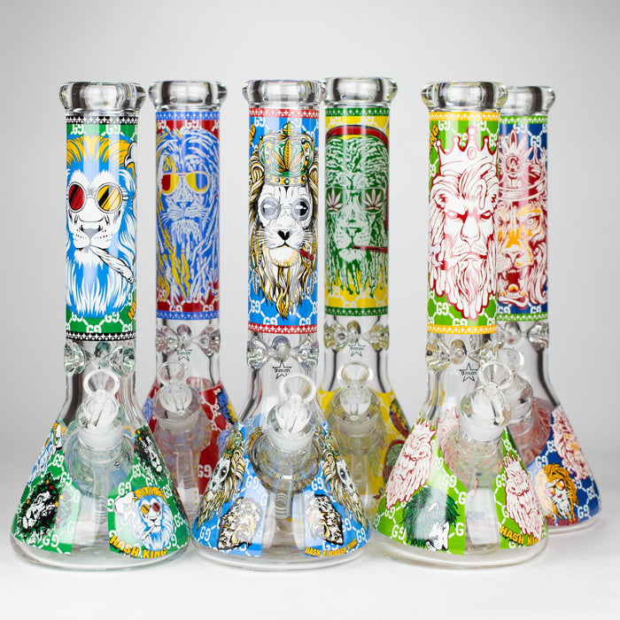 14" Hash King Lion Glow 9mm glass bong [PIP867]