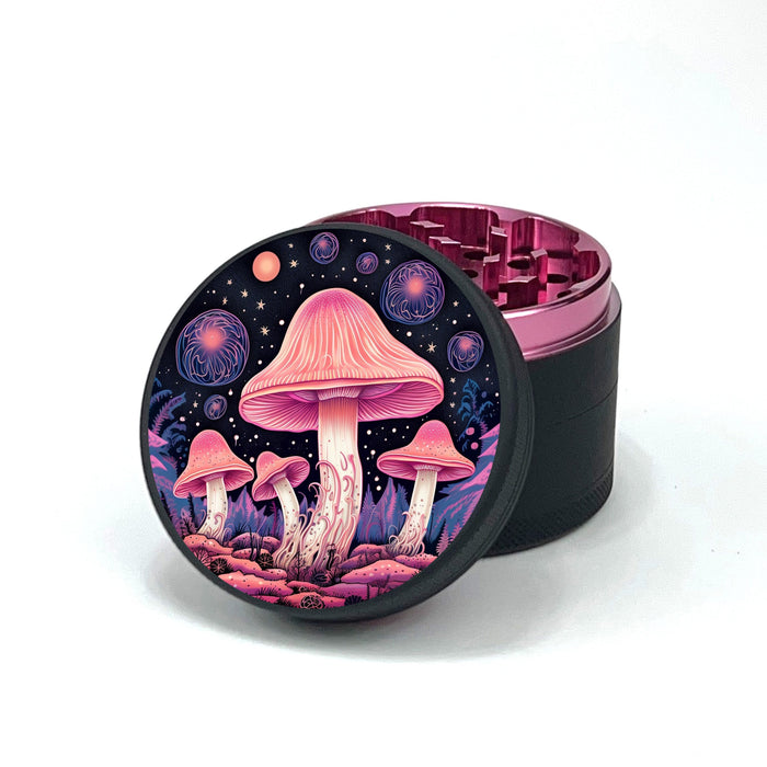 Green Star | 2.5" (63mm) Herb Grinder - Psychedelic Mushrooms Design