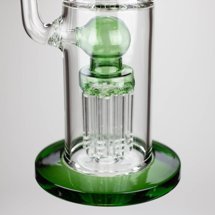 14" Color accented percolator glass bong with ball & Arm diffuser