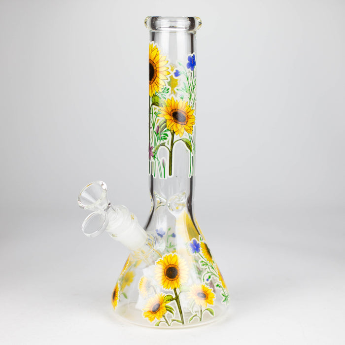 10" Glow in the dark Glass Bong With Flower Design