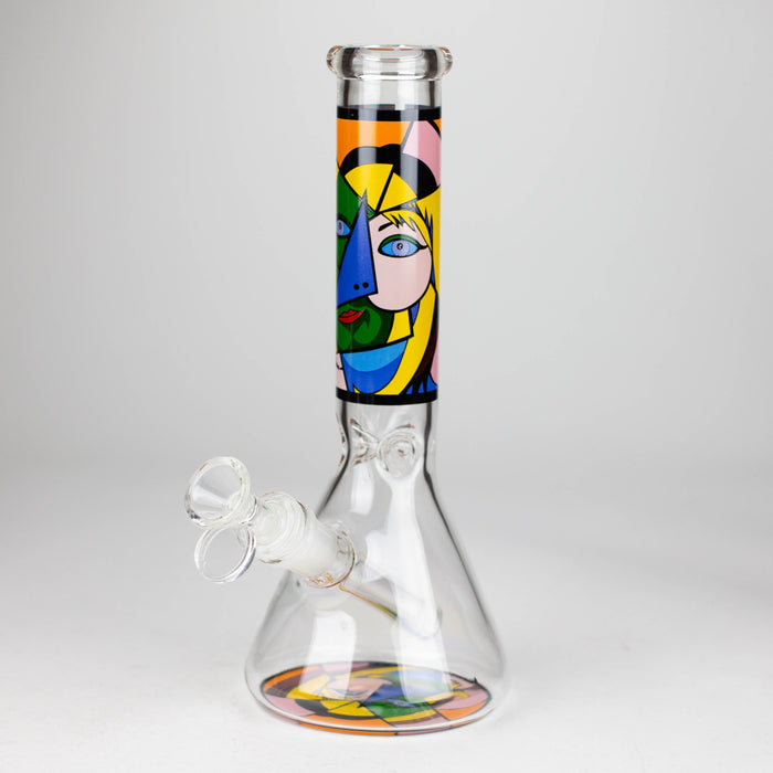 10" Glass Bong With Abstract Art Design