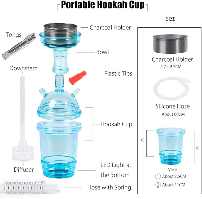 Portable Cup Hookah Bundle with LED light