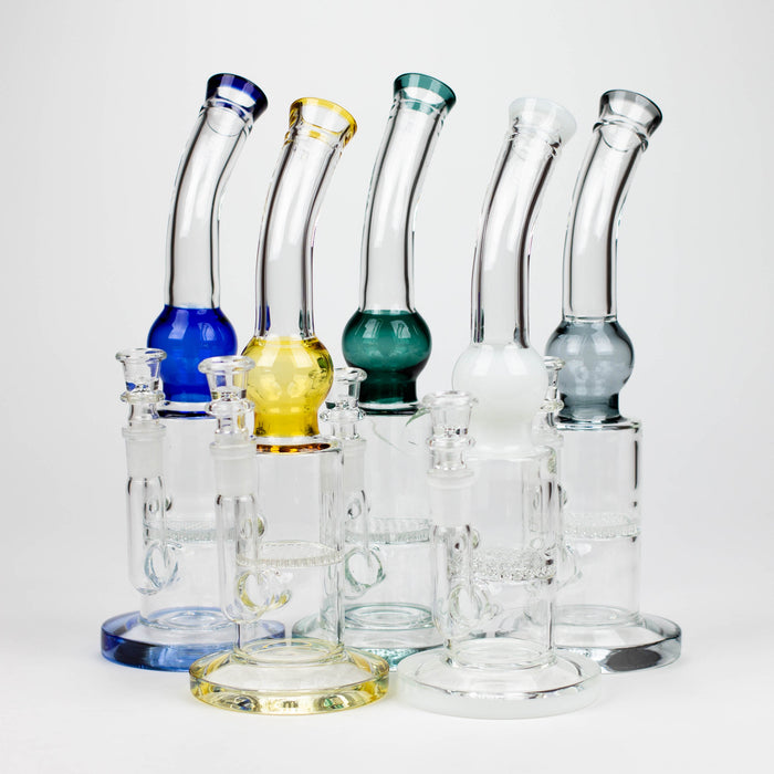 11" Color accented glass bong with honeycomb diffuser