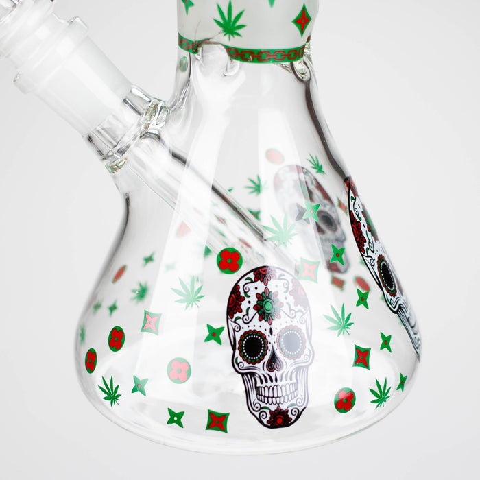 10" Glass Bong With Sugar Skull  Design