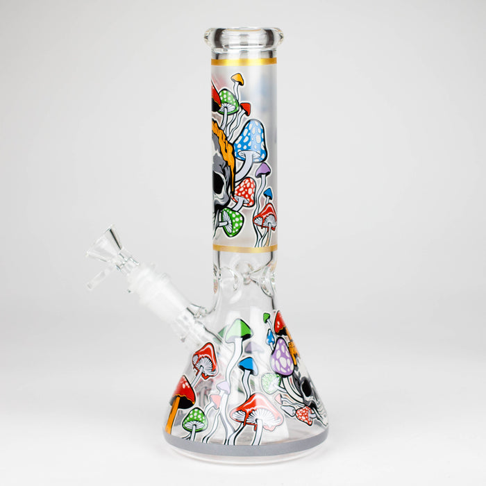 10" Glow in the dark Glass Bong With  Mushroom Skull  Design