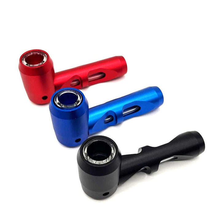 Metal hand pipe with multi holes glass bowl and tube