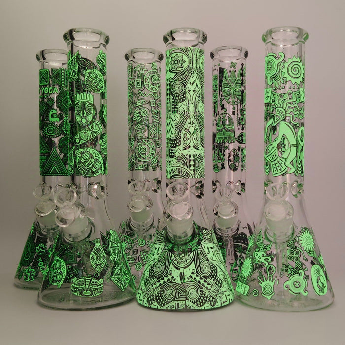 Glow in the dark 14" 7mm Egyptian Design Bong