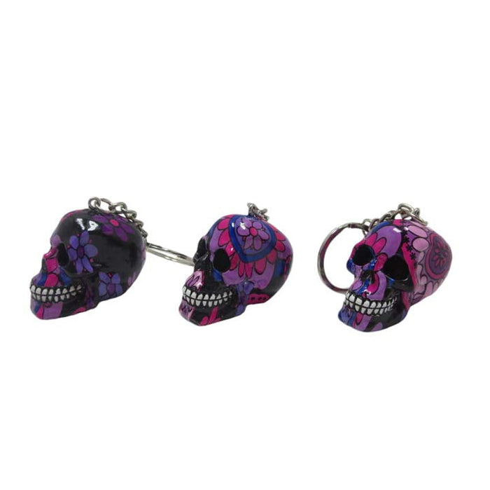 Resin With Water Transfer Printing Skull Key Chain-Assorted