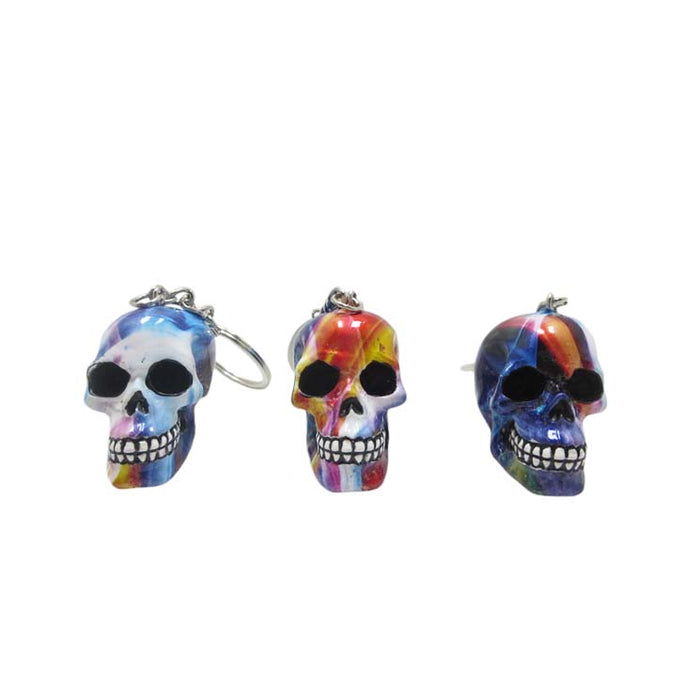 Resin With Water Transfer Printing Skull Key Chain-Assorted