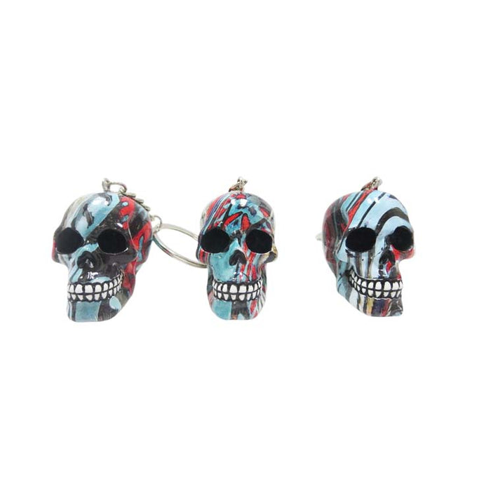 Resin With Water Transfer Printing Skull Key Chain-Assorted