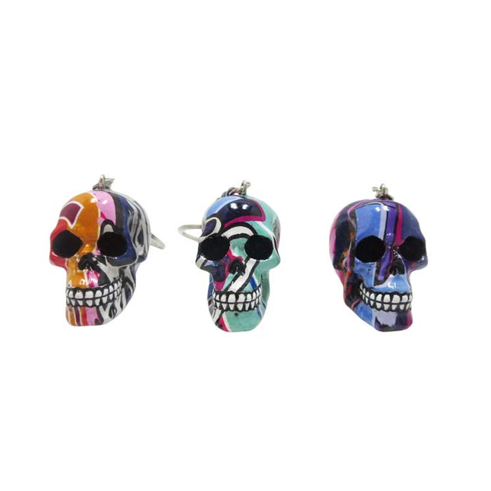 Resin With Water Transfer Printing Skull Key Chain-Assorted