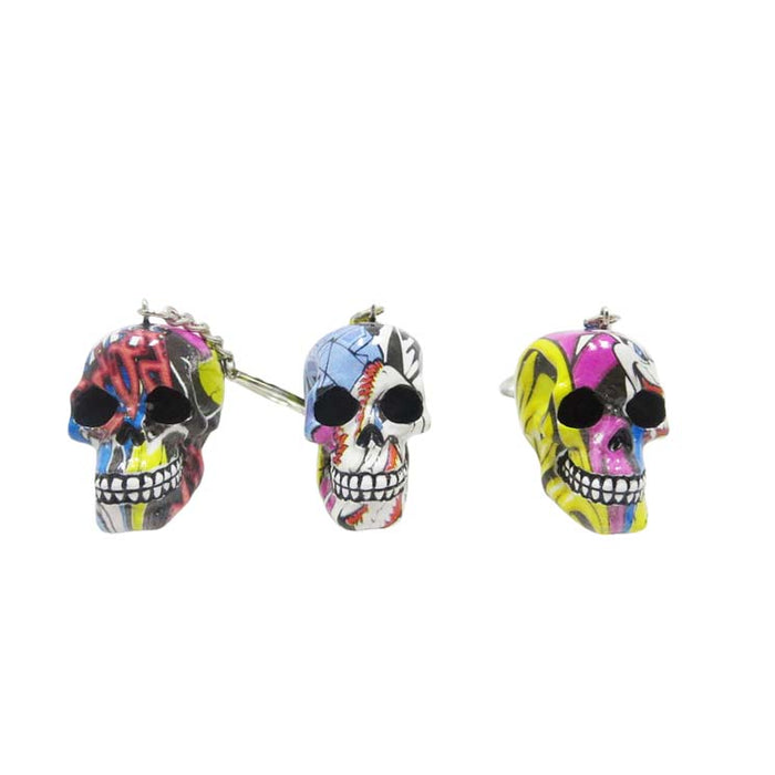 Resin With Water Transfer Printing Skull Key Chain-Assorted