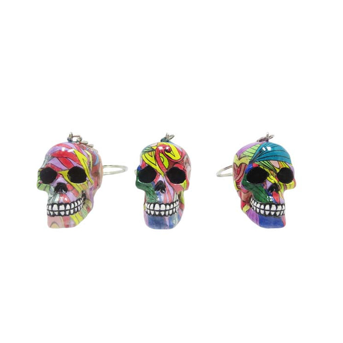 Resin With Water Transfer Printing Skull Key Chain-Assorted