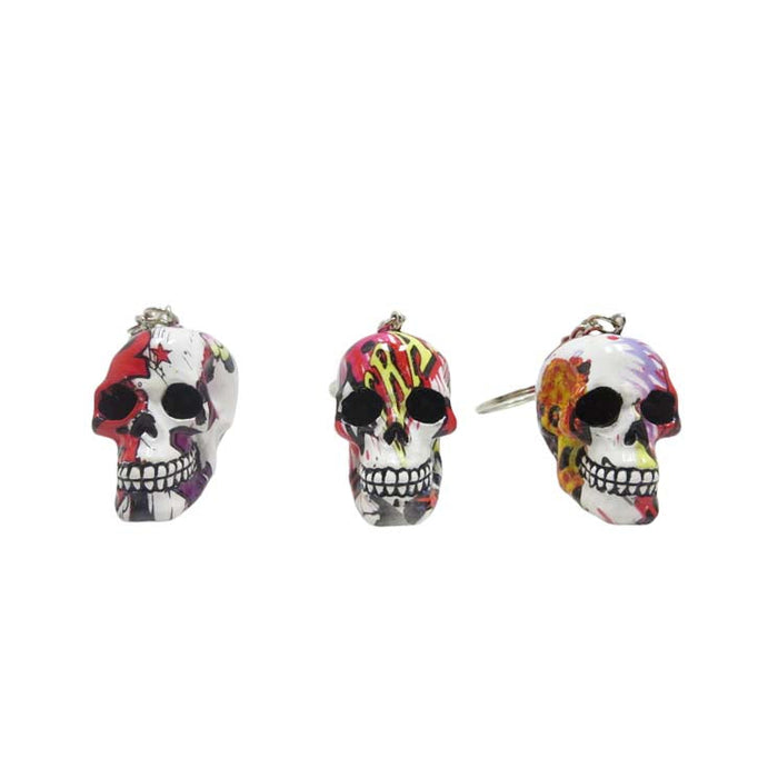 Resin With Water Transfer Printing Skull Key Chain-Assorted