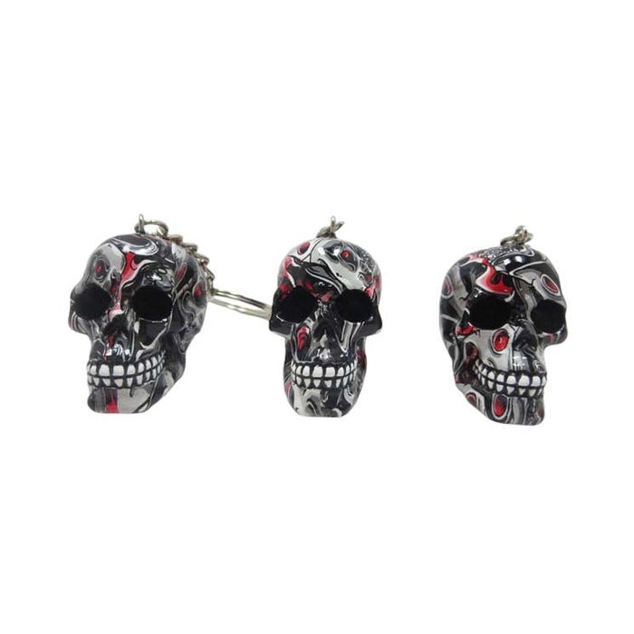 Resin With Water Transfer Printing Skull Key Chain-Assorted