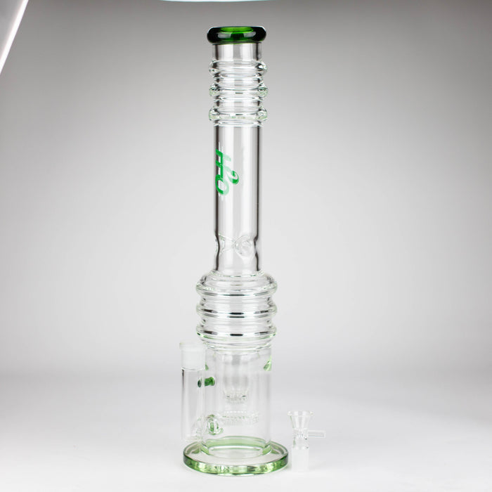 H2O | 18" 7mm glass bong with double layer honeycomb [H2O-5015]