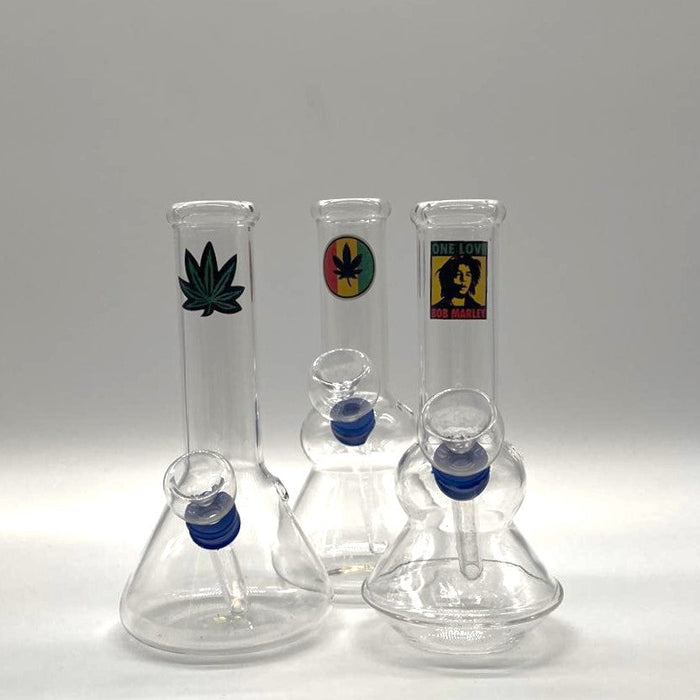 Stamped Glass Water Pipe 6" - Assorted Designs