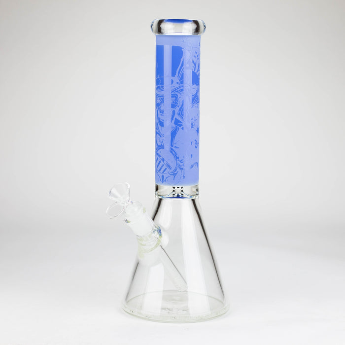 14" High Quality engraved Beaker Glass Bong  [C2664-3]