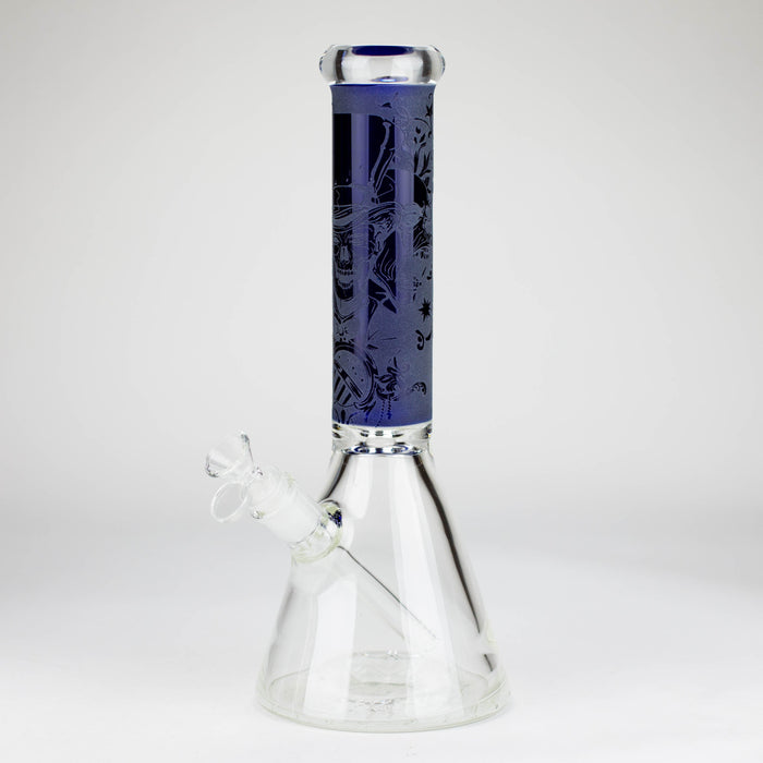 14" High Quality engraved Beaker Glass Bong  [C2664-3]