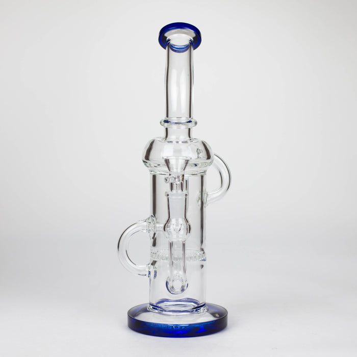 11″ Straight Tube Glass Recycler Bong With Color Base [C1556]