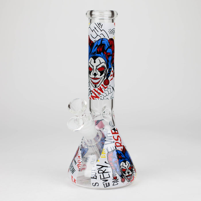 10" Glass Bong With Clown Design