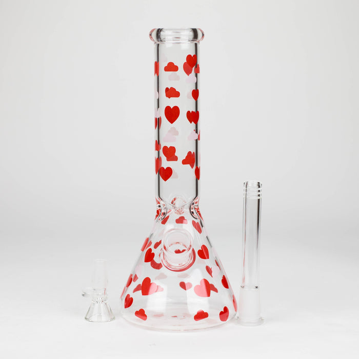 10" Glass Bong With Happy Valentine's Day Design