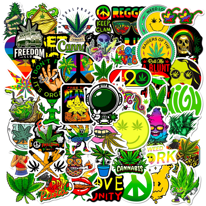 50pcs Assorted Cannabis Design Stickers