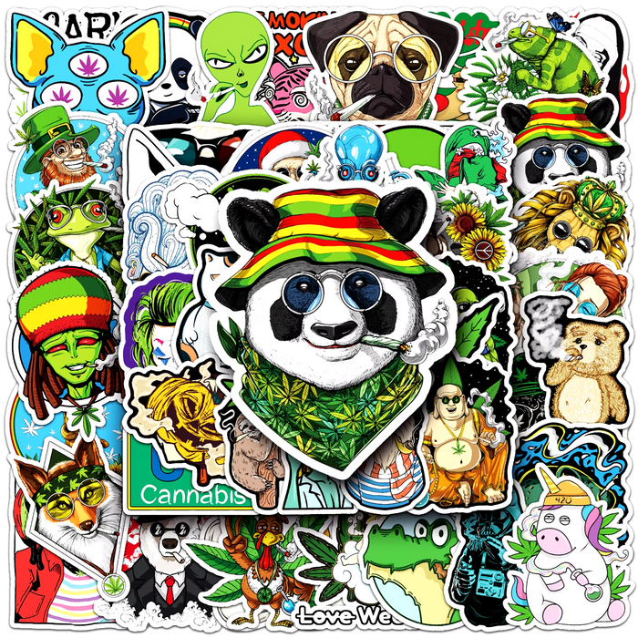 50pcs Assorted Cannabis Design Stickers