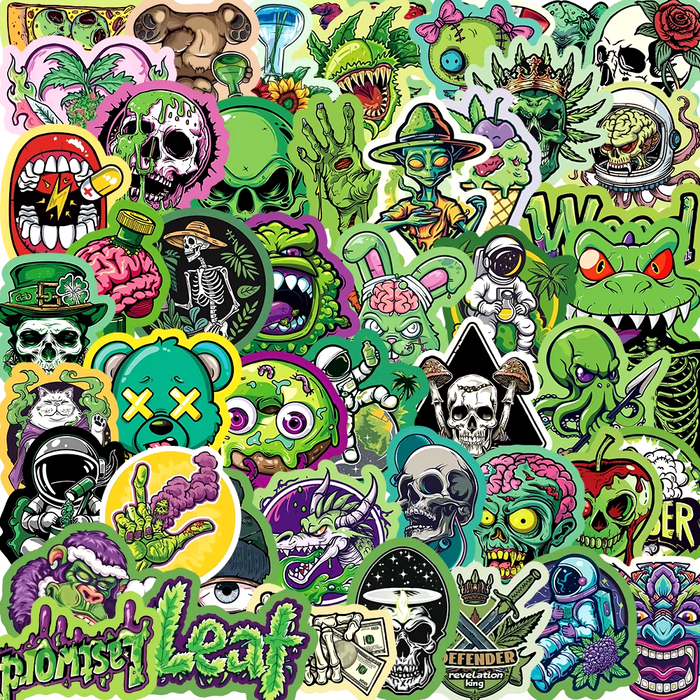 50pcs Assorted Cannabis Design Stickers