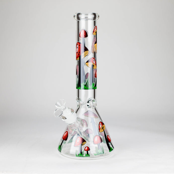 14" 7 mm Glass Bong With Magic Mushroom Design